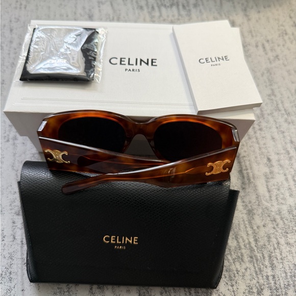 Celine Accessories - Celine Tortoise Shell Sunglasses with Black Case